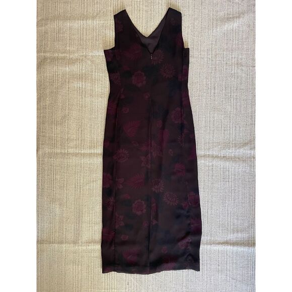 INC Women’s 8P Floral Sleeveless Midi Dress Brown Burgundy Elegant Cocktail - Picture 2 of 5